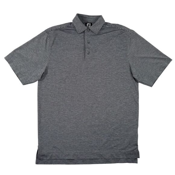 FootJoy Mens Small Gray Striped Short Sleeve Performance Golf Polo Shirt - Picture 1 of 9